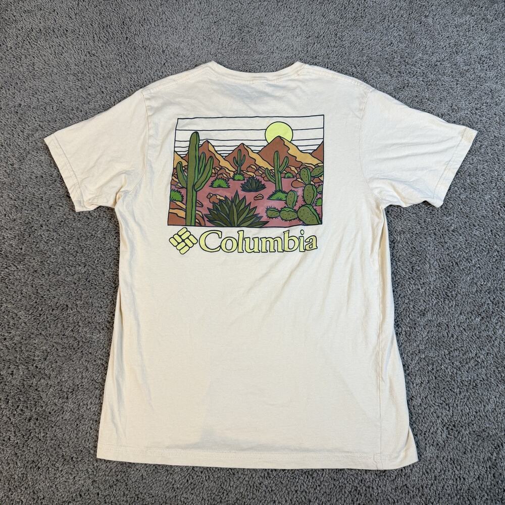 Columbia Shirt Mens Medium White Desert Cactus Graphic Outdoor Nature Tee
